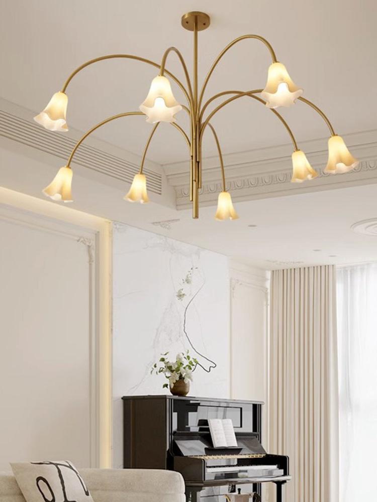 Vintage Elegant Flora Chandelier, glass in brass - view 2