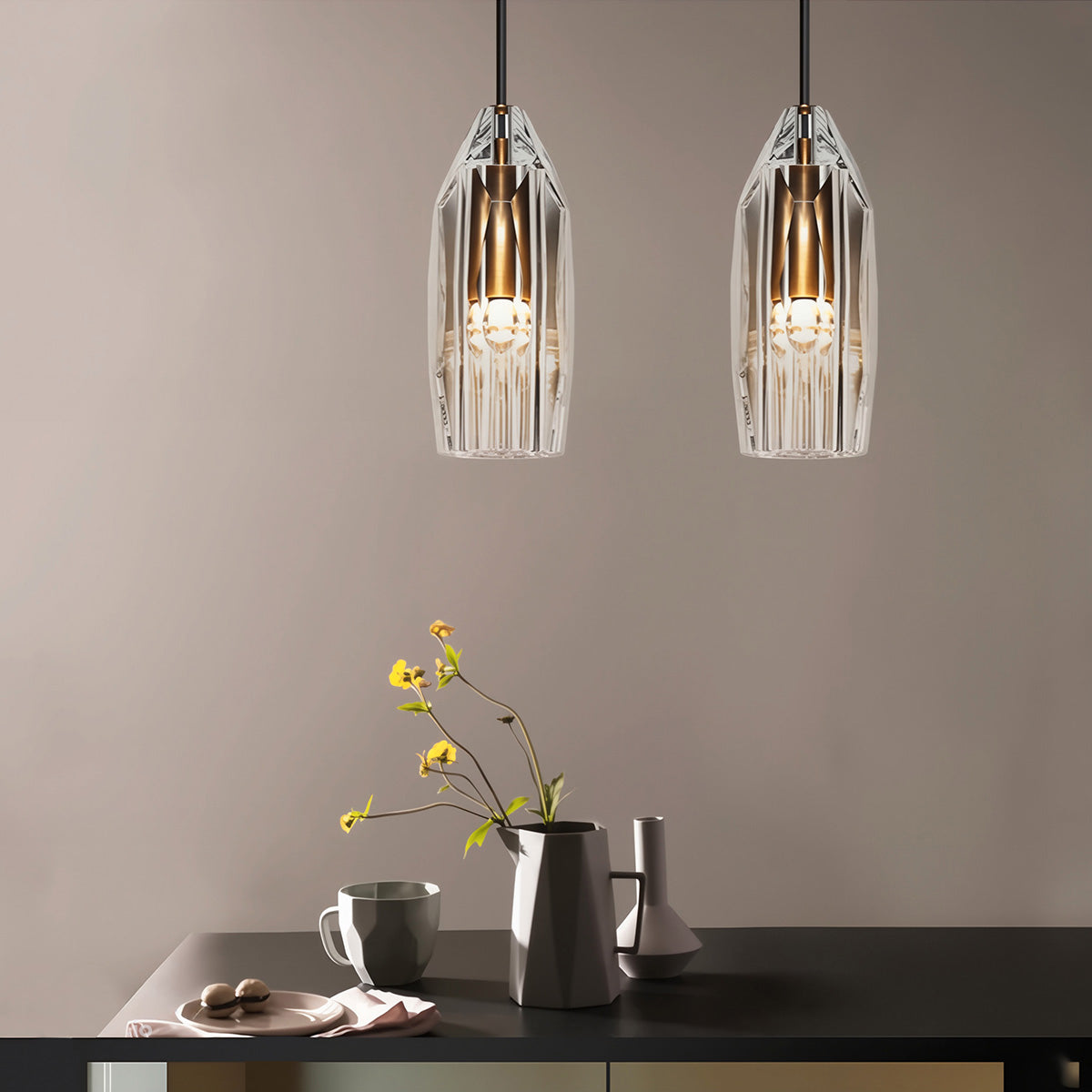 Chapt Crystal Shade Pendant Light, K9 crystal in brass - view 8