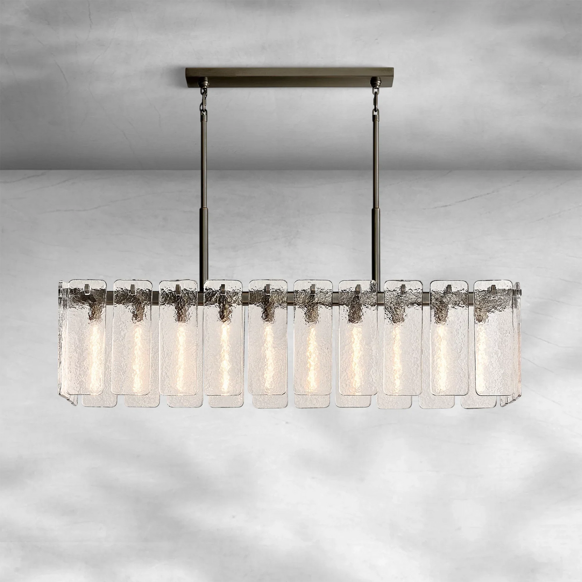Calame Glass Rectangular Chandelier 60" - view 3