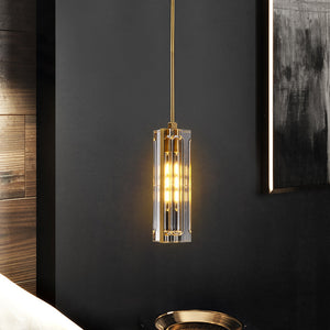 Golden Rectangular Crystal  Pendant Lighting - view 2