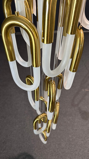 Gold Glass Loop Cluster Chandelier