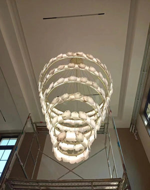 Modern Multi-layer White Alabaster Chandelier for Staircase/Foyer - view 5