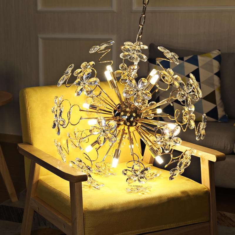 Faceted Crystal Petal Dandelion Chandelier 24" - view 2