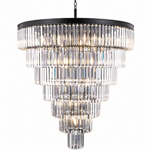 Striped Crystal Tower Round Pendant - Black, chandelier - view 3
