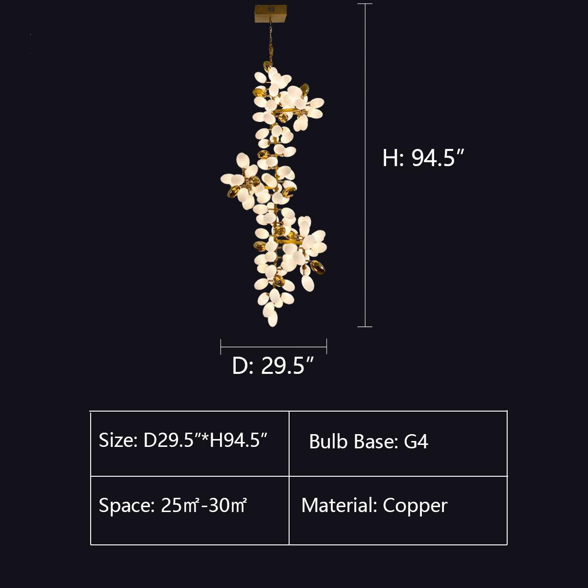 Large Branch Copper Chandelier with Grape Shape Bulbs Unique and Creative Light Fixture for Staircase/ Duplex/ High Ceiling Living Room/ Restaurant - view 16