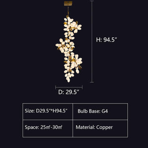 Large Branch Copper Chandelier with Grape Shape Bulbs Unique and Creative Light Fixture for Staircase/ Duplex/ High Ceiling Living Room/ Restaurant - view 16