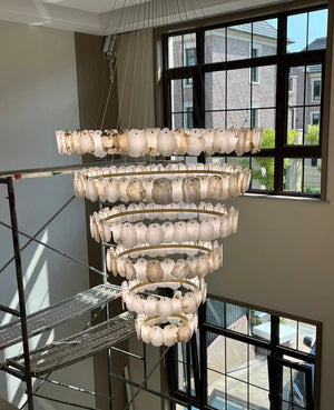 Modern Multi-layer White Alabaster Chandelier for Staircase/Foyer - view 6