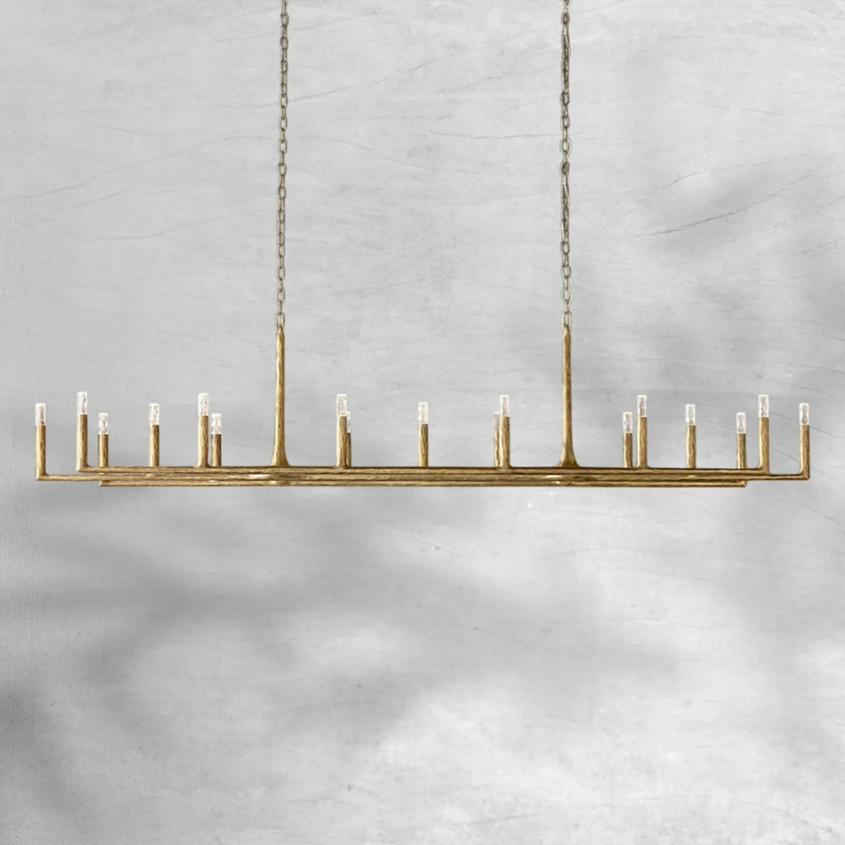 Thalen Forged Linear Chandelier 54" 72" 96", solid brass - view 2