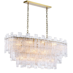 Giovanni Layered Rectangle Glass Chandelier, rectangular