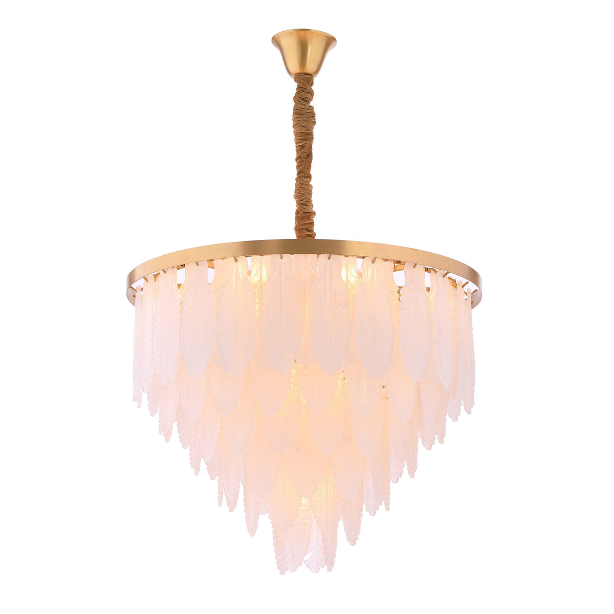 Leaf Round Tiered Glass Chandelier