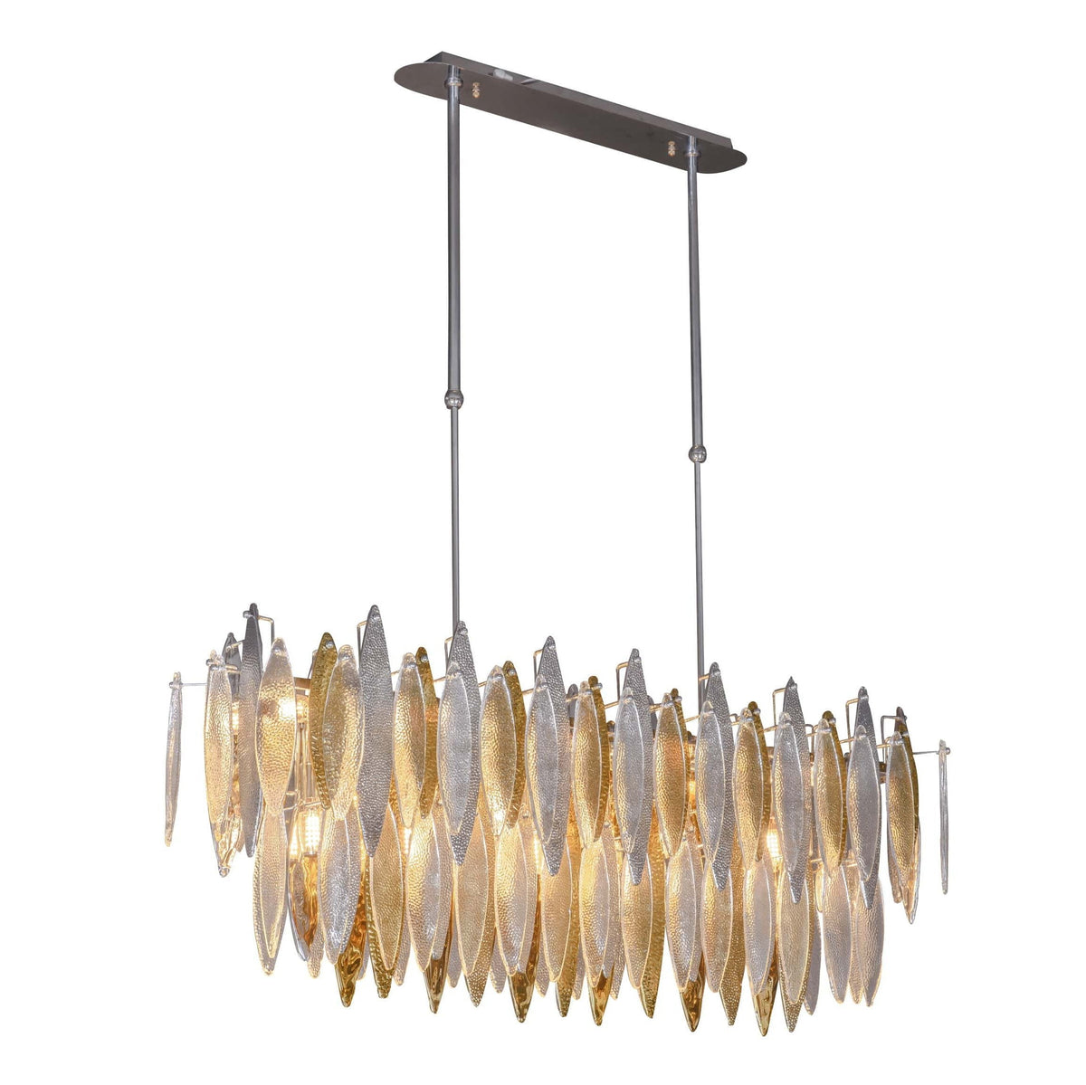 Alba 2-Tier Linear Oval Glass Chandelier, two-tier