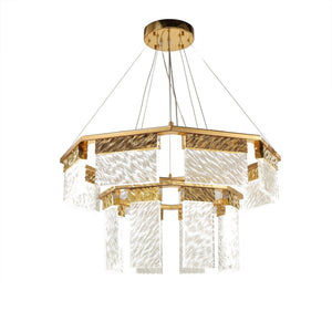Aimee 2-Tier Round Down-Light Chandelier, crystal two-tier