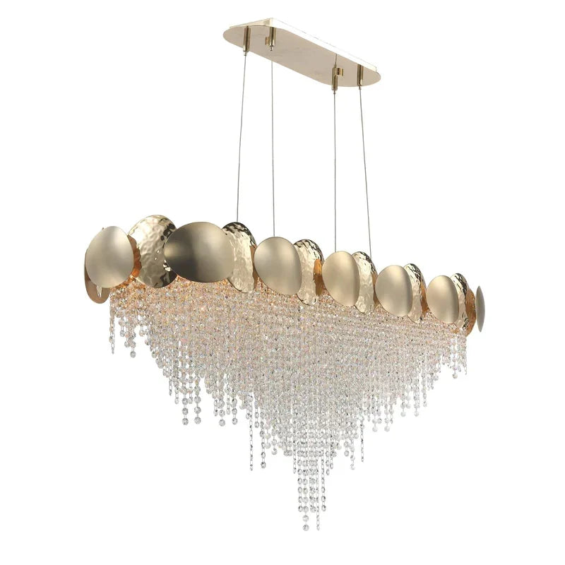 Amadeo Oval Brass Crystal Chandelier, K9 crystal