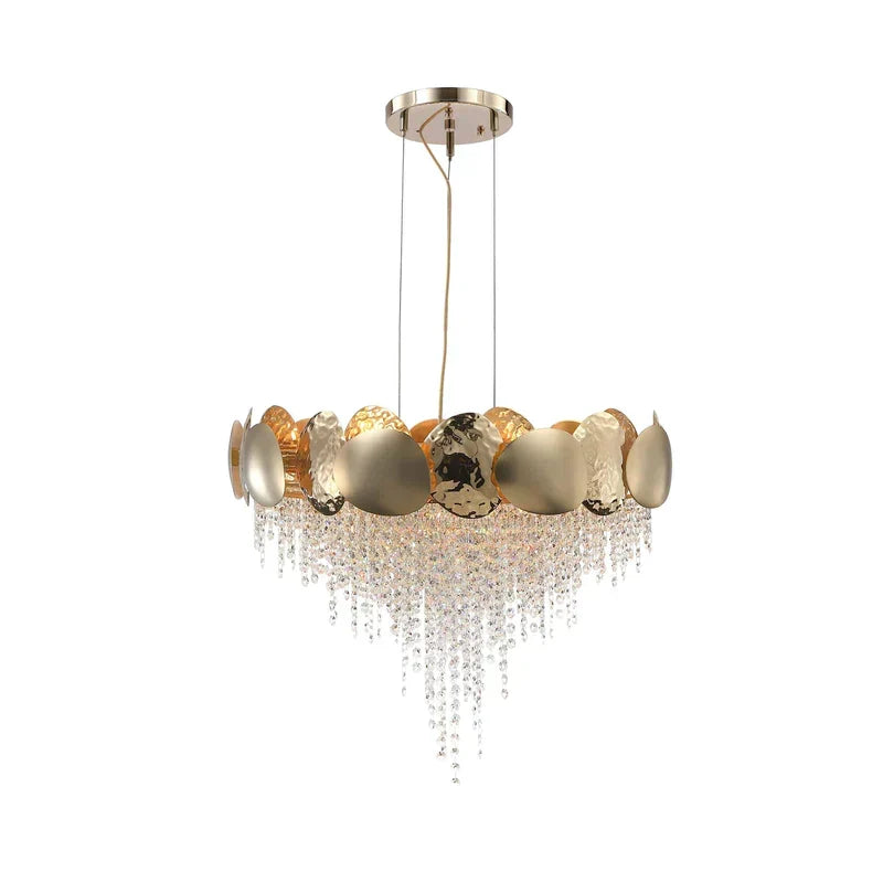 Amadeo Round Brass Crystal Chandelier, K9 crystal