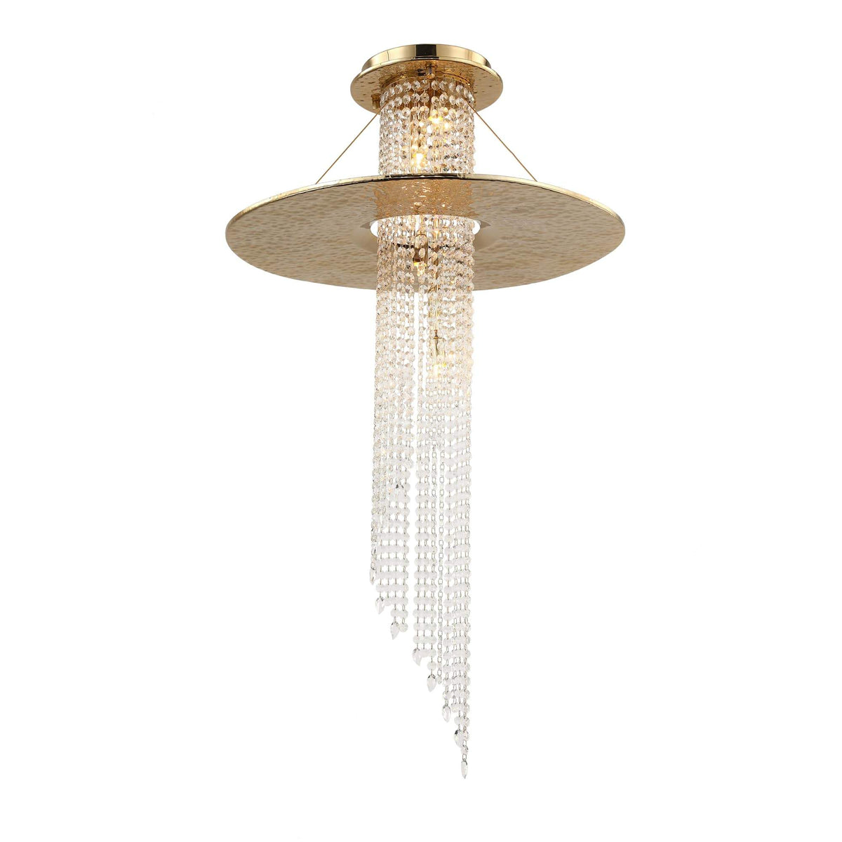 Angelina Flushmount Brass Crystal Pendant Chandelier, K9 crystal flush mount - view 3