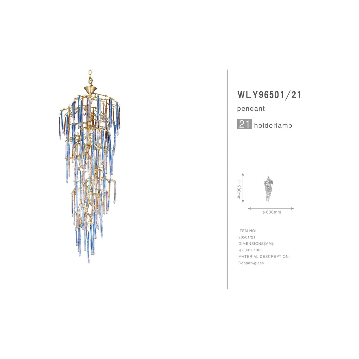 Willow Branch Glass Foyer Chandelier - view 4