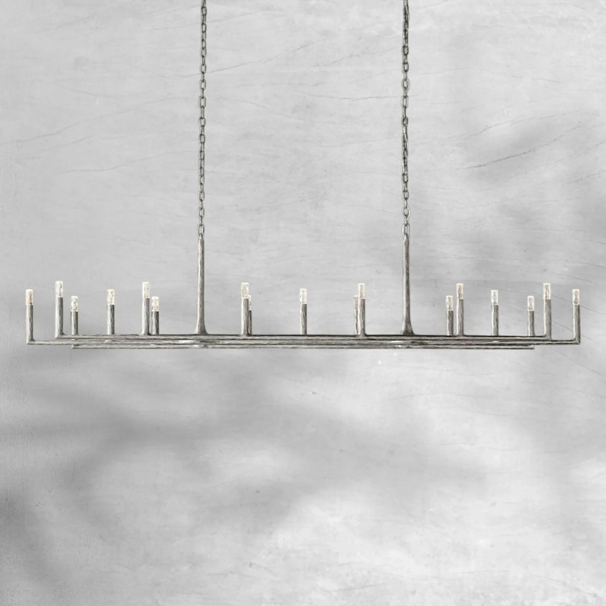 Thalen Forged Linear Chandelier 54" 72" 96", solid brass - view 3