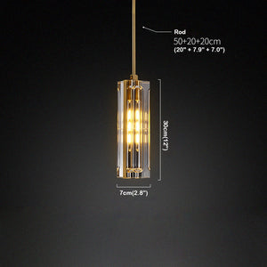 Golden Rectangular Crystal  Pendant Lighting - view 13