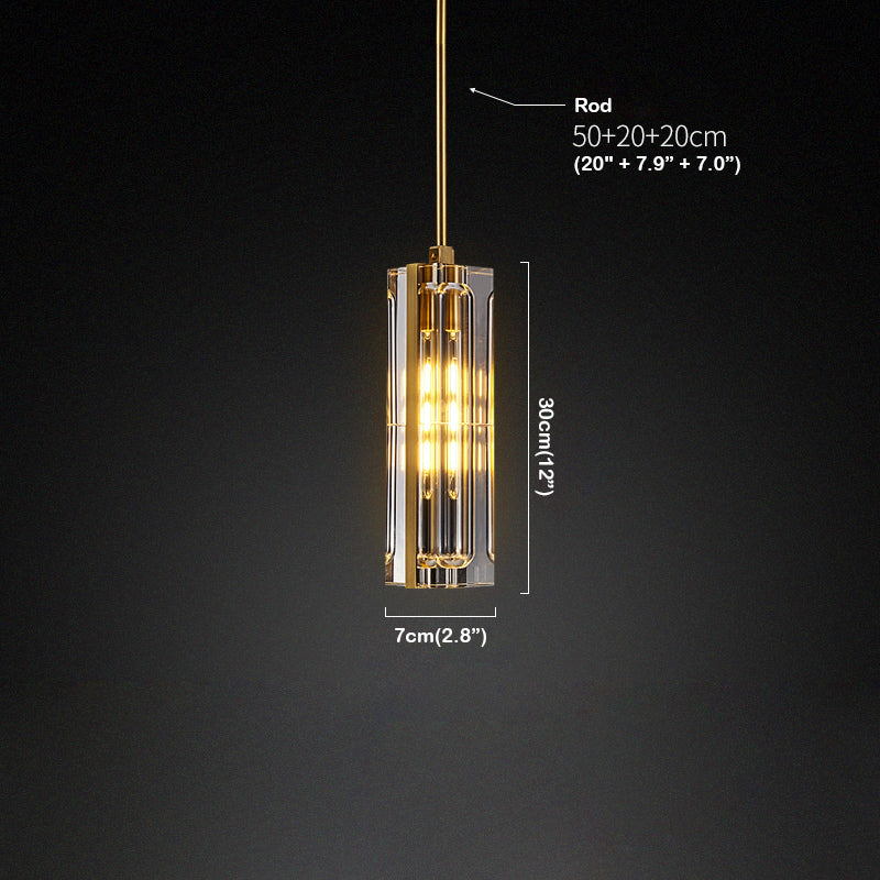 Golden Rectangular Crystal  Pendant Lighting - view 13