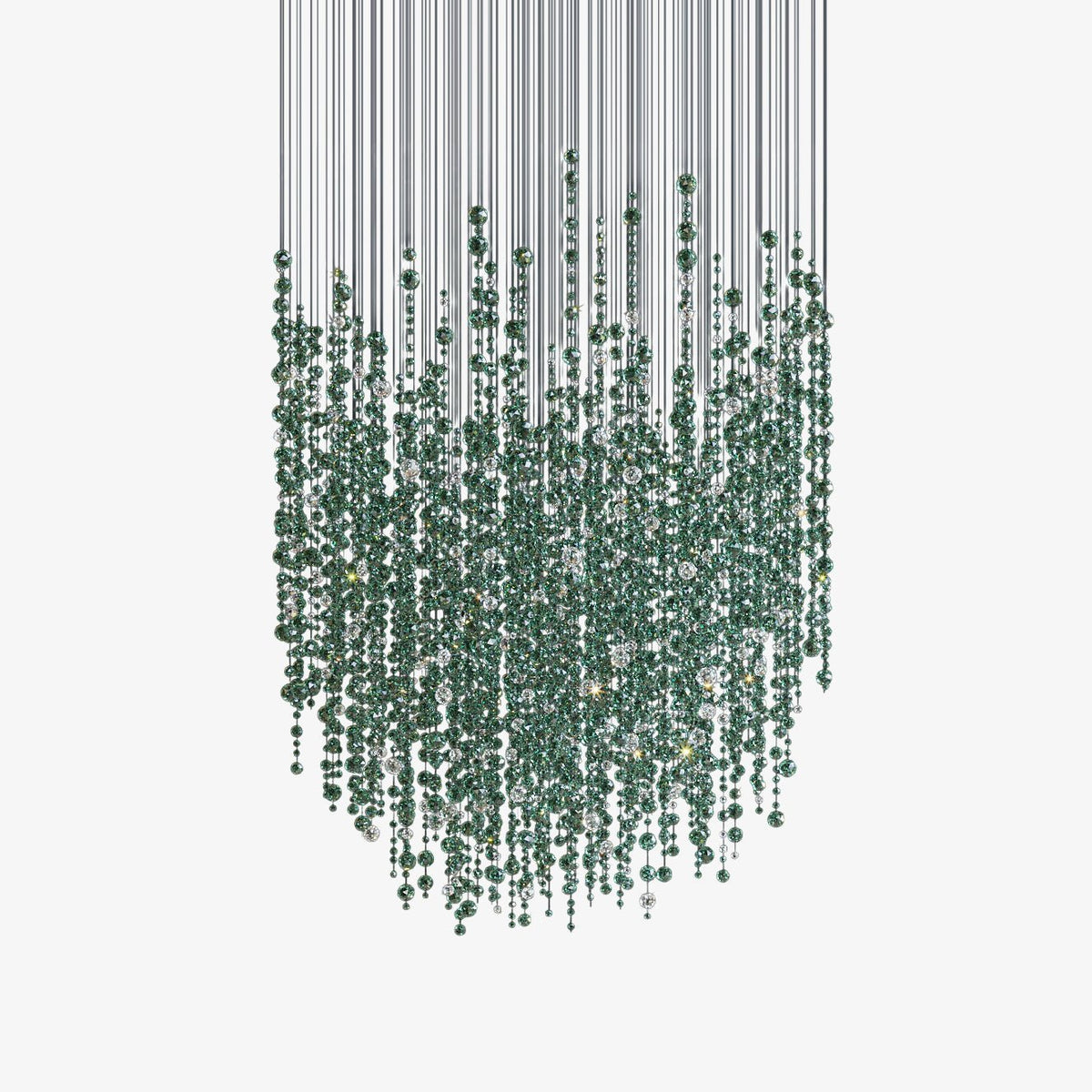 Galaxy Emerald Rainfall Meteor Shower Crystal Spiral Chandelier