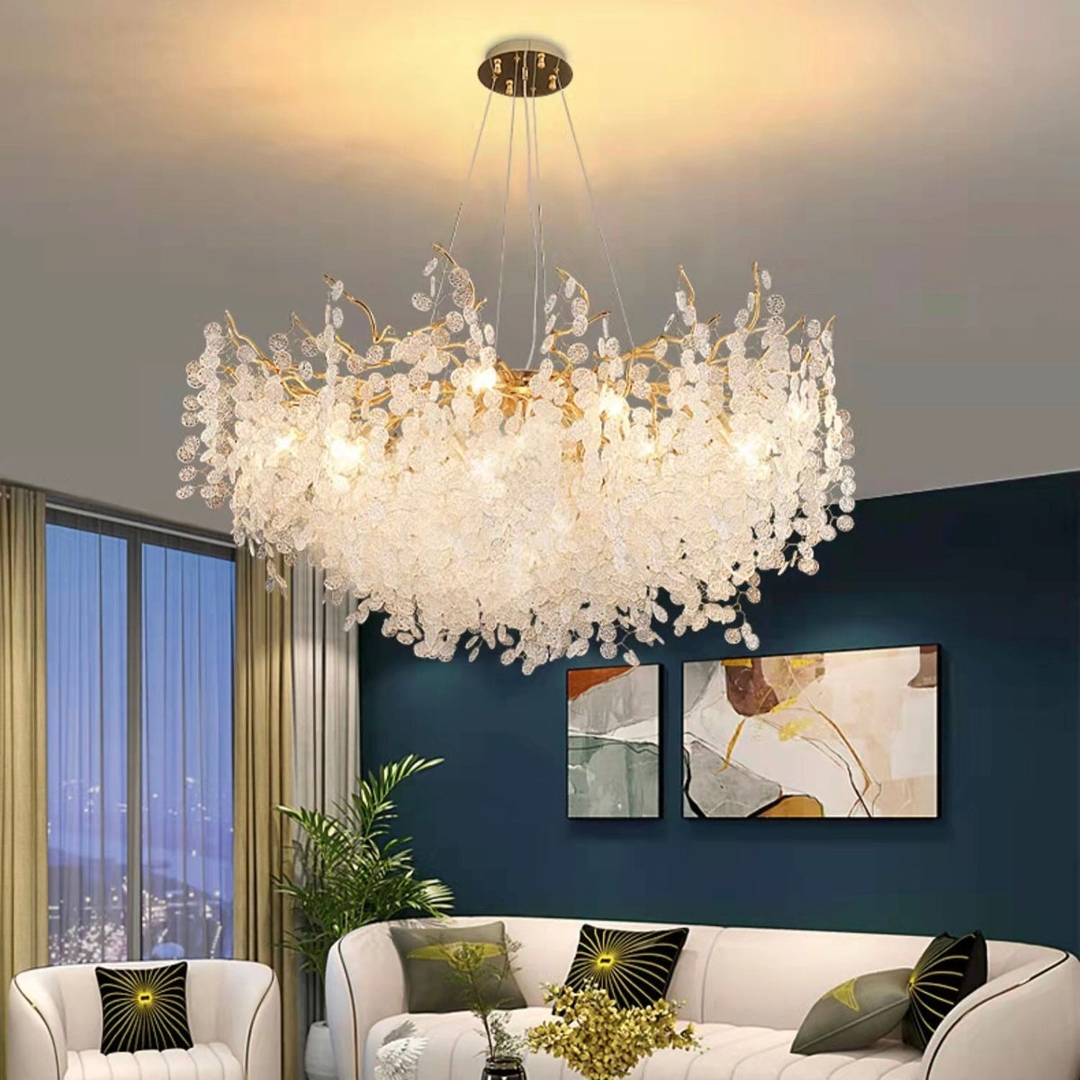 Luxury Branches Crystal Frosted Glass Chandelier Set for Living and Dining Room - view 3