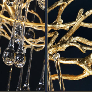 Arcadia Branch Brass Crystal Teardrop Chandelier Gold 31" 39" - view 5