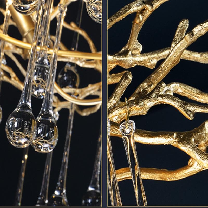 Arcadia Branch Brass Crystal Teardrop Chandelier Gold 31" 39" - view 5