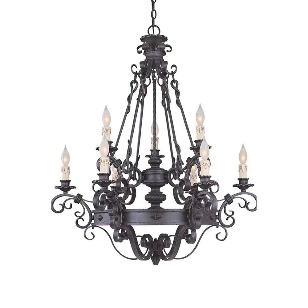 Vintage Iron Simple Candle Art Chandelier for Living Room / Villa / Stairs - view 7