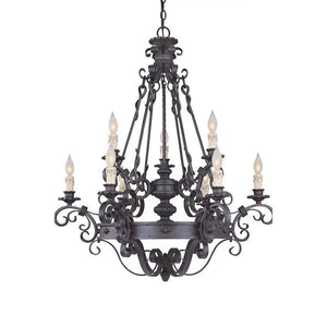 Vintage Iron Simple Candle Art Chandelier for Living Room / Villa / Stairs - view 7