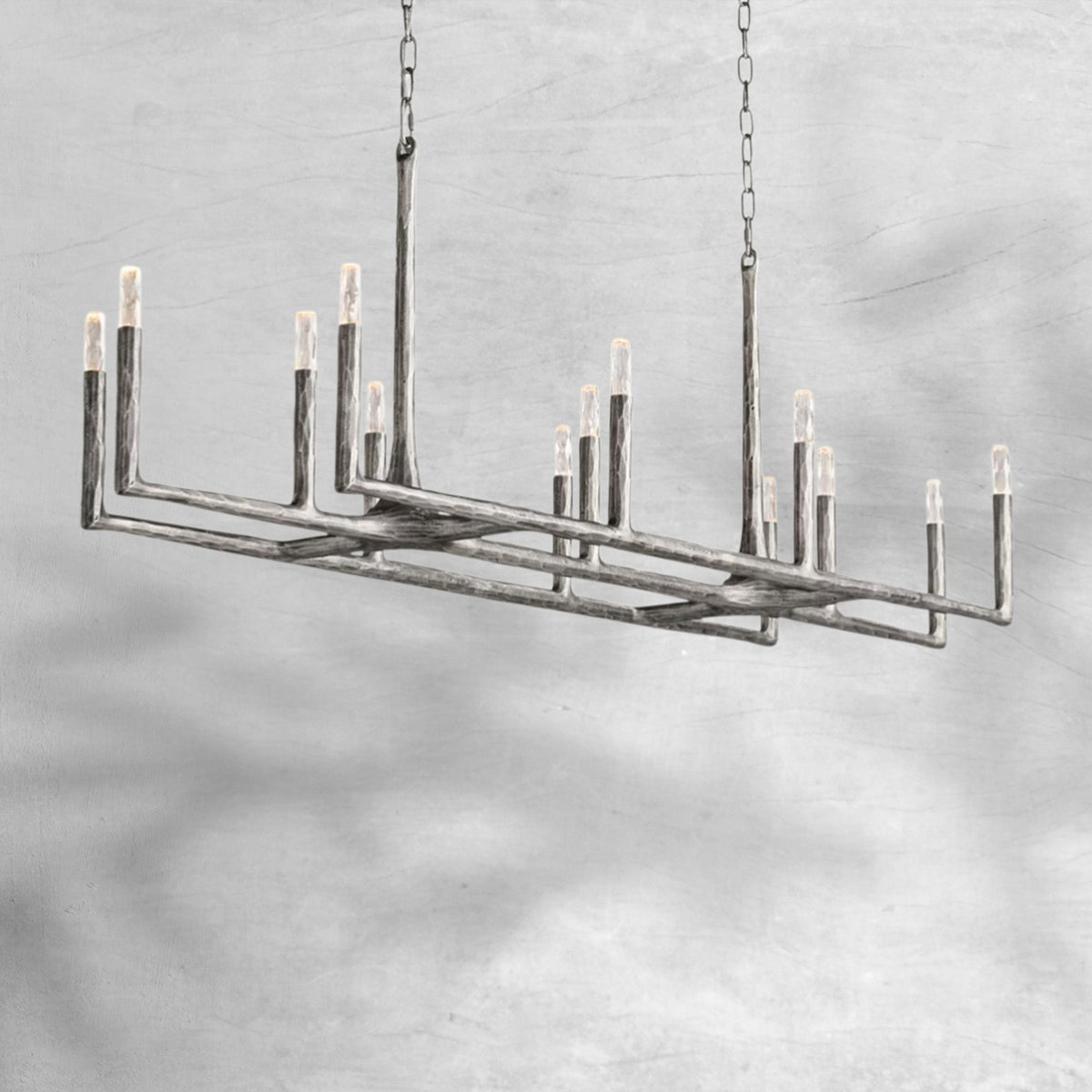Thalen Forged Linear Chandelier 54" 72" 96", solid brass - view 16