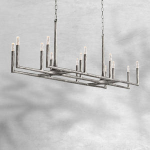 Thalen Forged Linear Chandelier 54" 72" 96", solid brass - view 16
