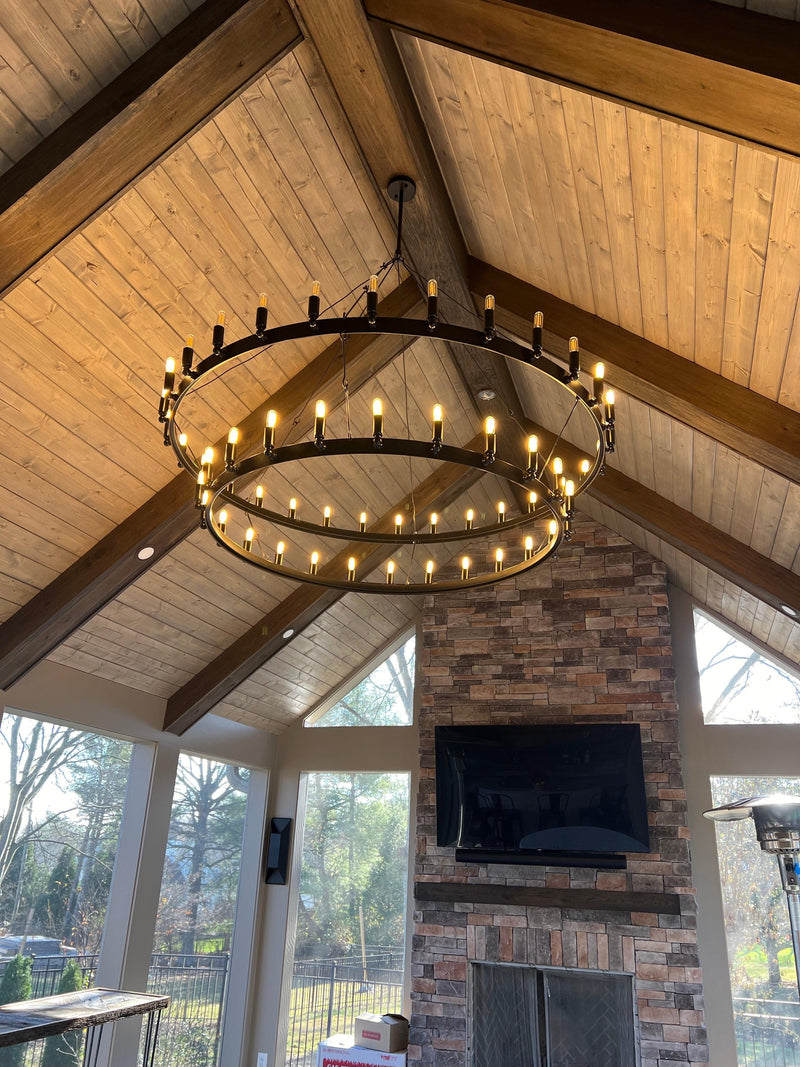 Celestine Vintage Filament Two-Tier Round Chandelier 38 in - view 10