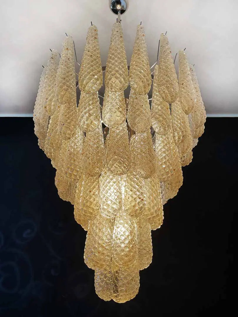 Murano-Style Chandelier – Drop – 75 glasses – Amber