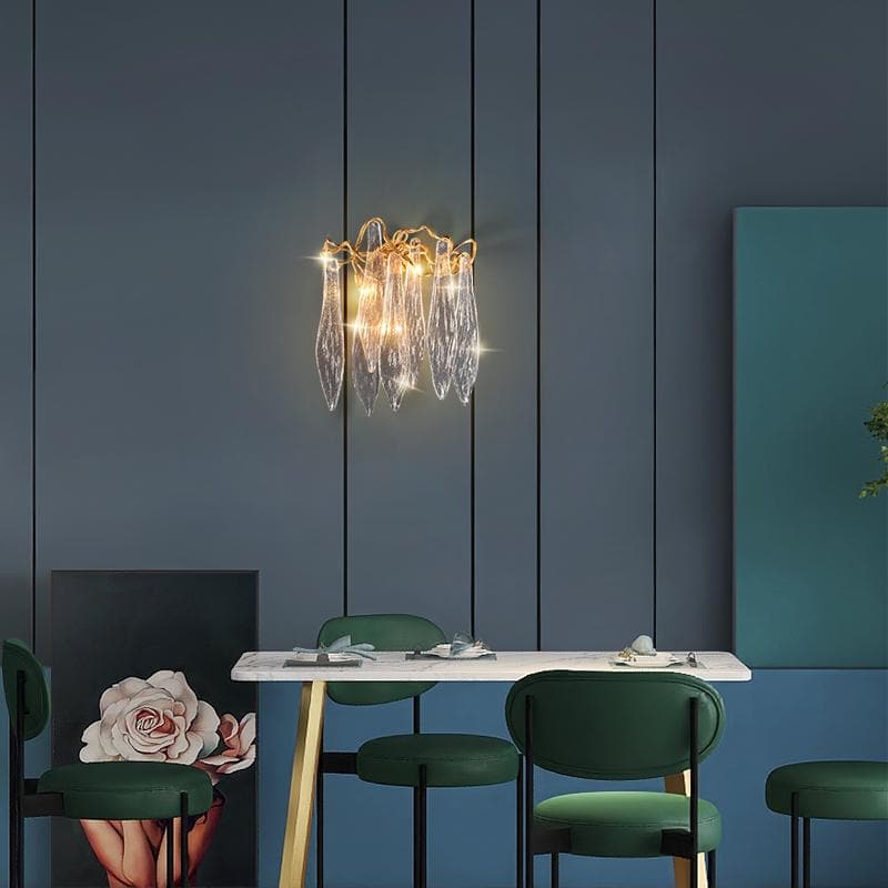 Flake Long Crystal Branch Brass Wall Sconce - view 3