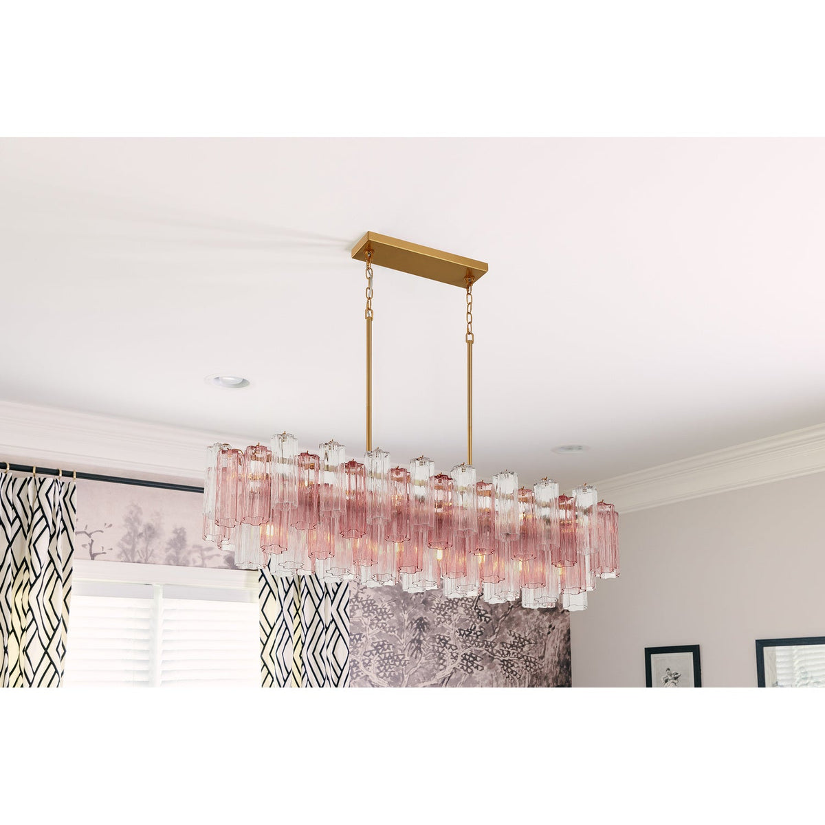 Addis 51.75'' Linear Chandelier in Aged Brass - Lifestyle View (ADD-317-AG-SP)