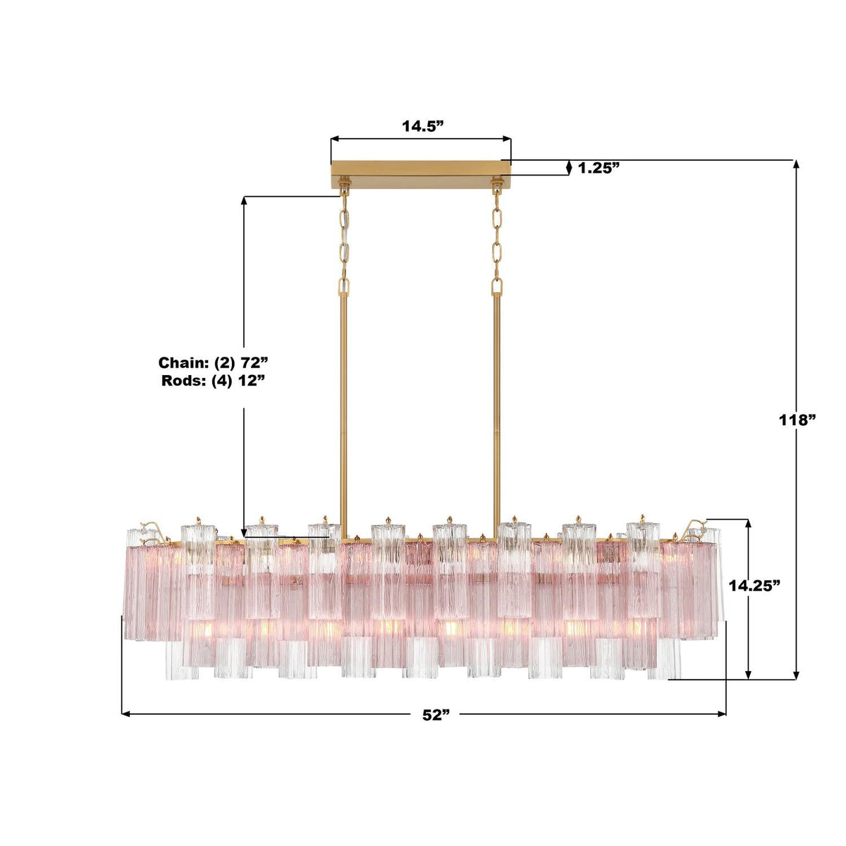 Addis 51.75'' Linear Chandelier - Dimensions Diagram (ADD-317-AG-SP)