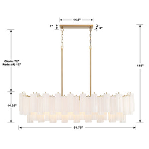 Addis 51.75'' Linear Chandelier - Dimensions Diagram (ADD-317-AG-WH)
