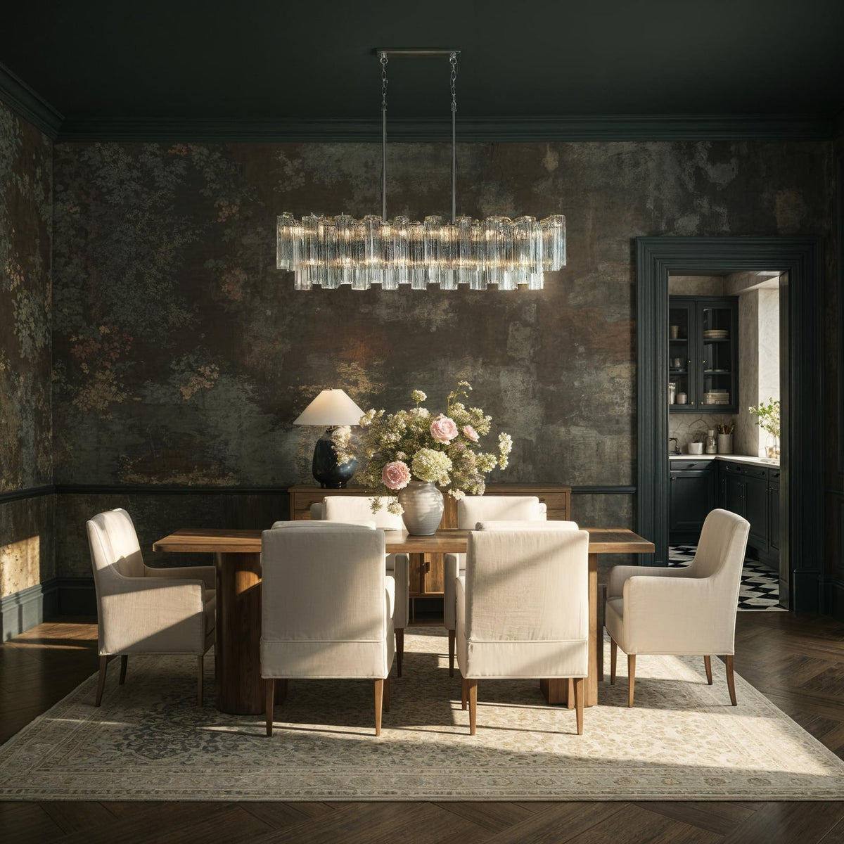 Addis 51.75'' Linear Chandelier in Polished Chrome - Lifestyle View (ADD-317-CH-SM)