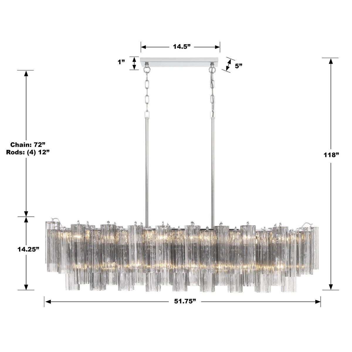 Addis 51.75'' Linear Chandelier - Dimensions Diagram (ADD-317-CH-SM)