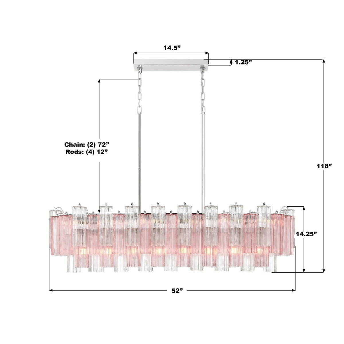 Addis 51.75'' Linear Chandelier - Dimensions Diagram (ADD-317-CH-SP)
