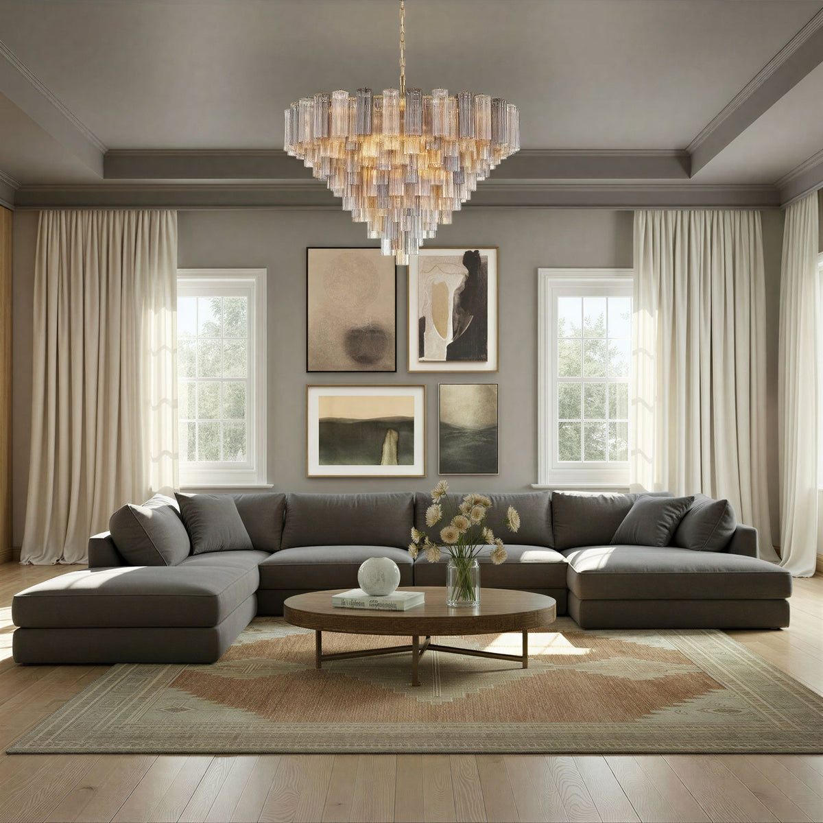 Addis 49'' Chandelier in Aged Brass - Lifestyle View (ADD-327-AG-AU)