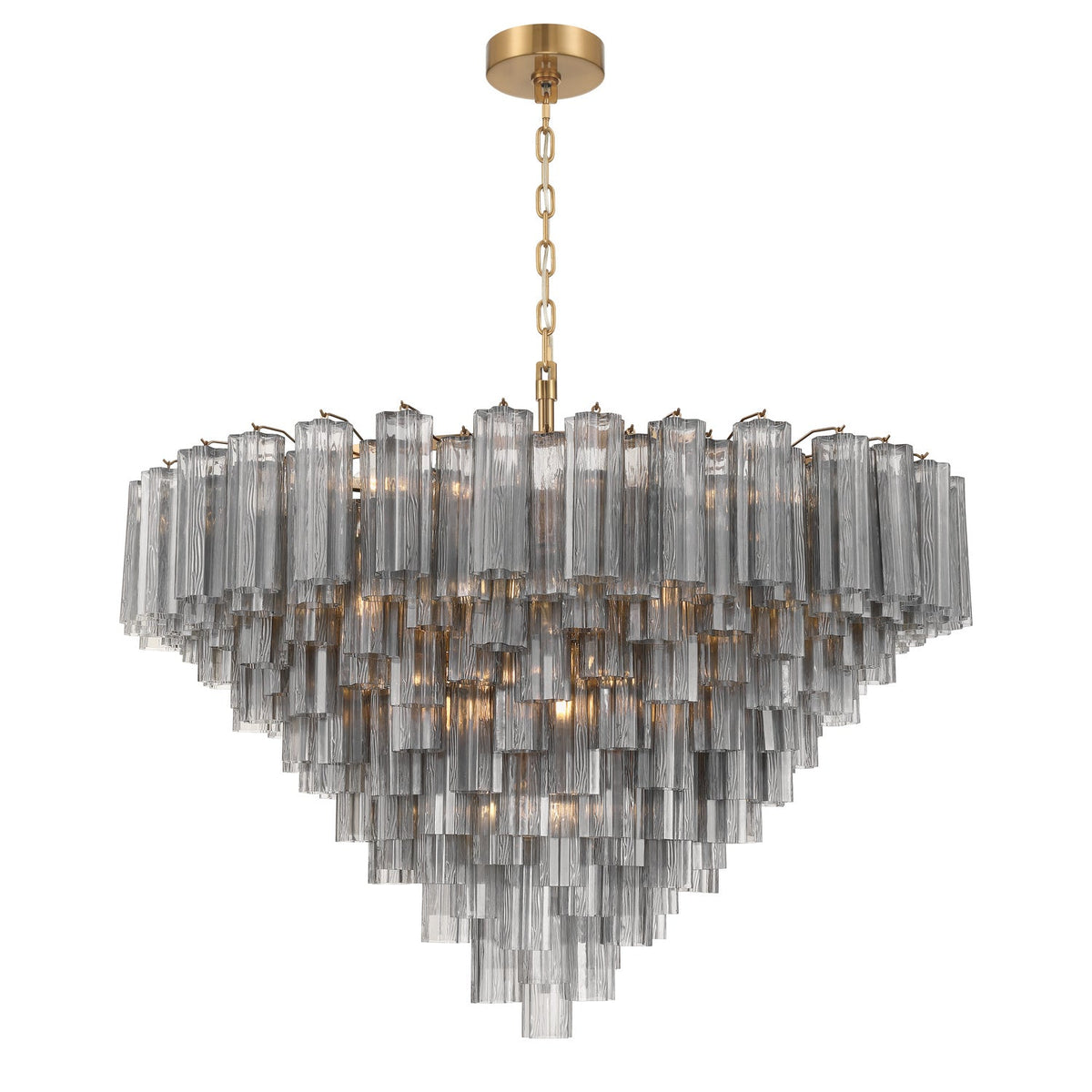 Addis 49'' Chandelier in Aged Brass - Front View (ADD-327-AG-SM)