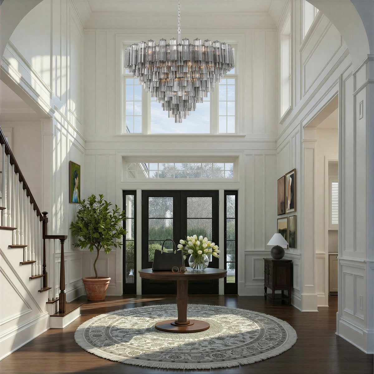 Addis 49'' Chandelier in Polished Chrome - Lifestyle View (ADD-327-CH-SM)