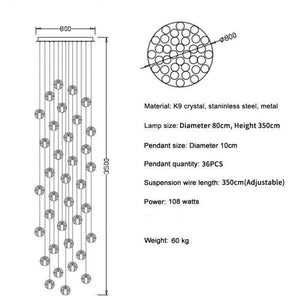 Adonis Suspension Water Drop Chandelier（ 43-Light customized）
