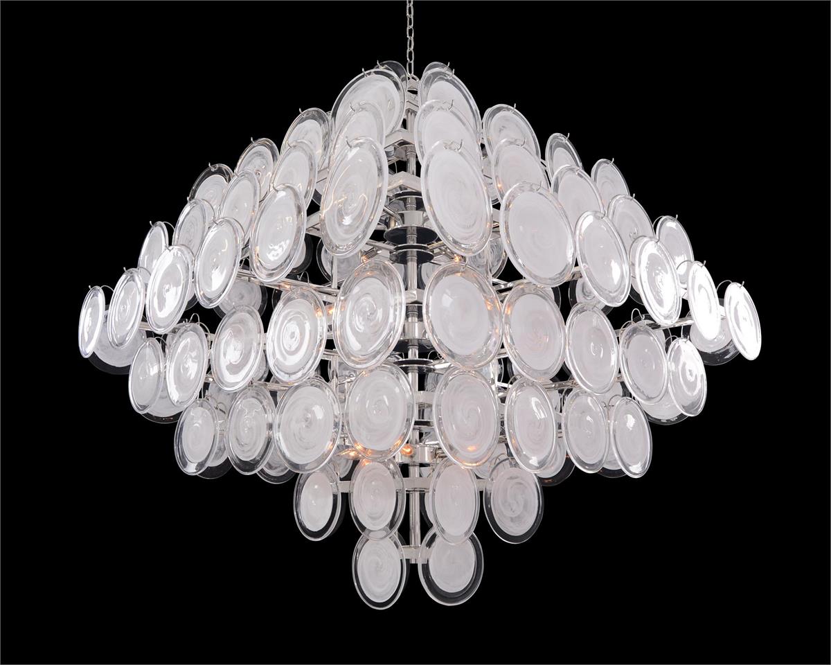 Glass Medallion Eighteen-Light Chandelier