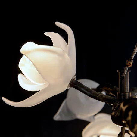Churippu Magnolia & Tulip Glass Bronze Vertical Twenty-One Light Chandelier AJC-9326