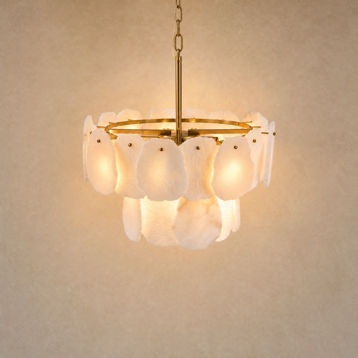 Alabaster Block Round Pendant D600 - Copper, chandelier - view 2