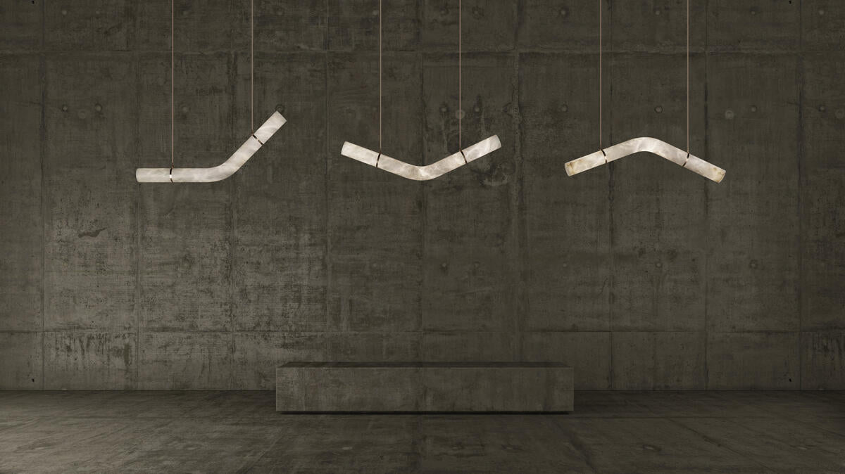 Alabaster Bent Tube Chandelier B - view 4