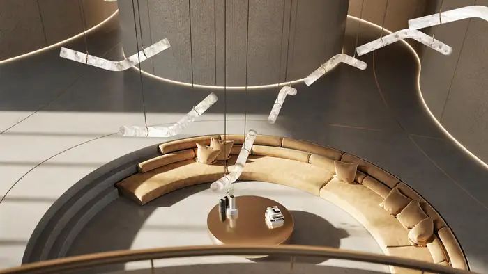 Alabaster Bent Tube Chandelier B - view 9