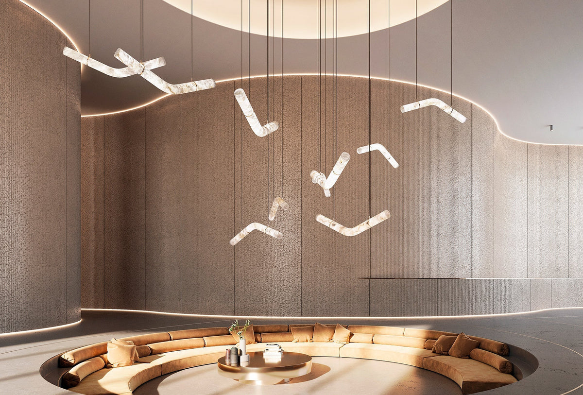 Alabaster Bent Tube Chandelier B - view 5